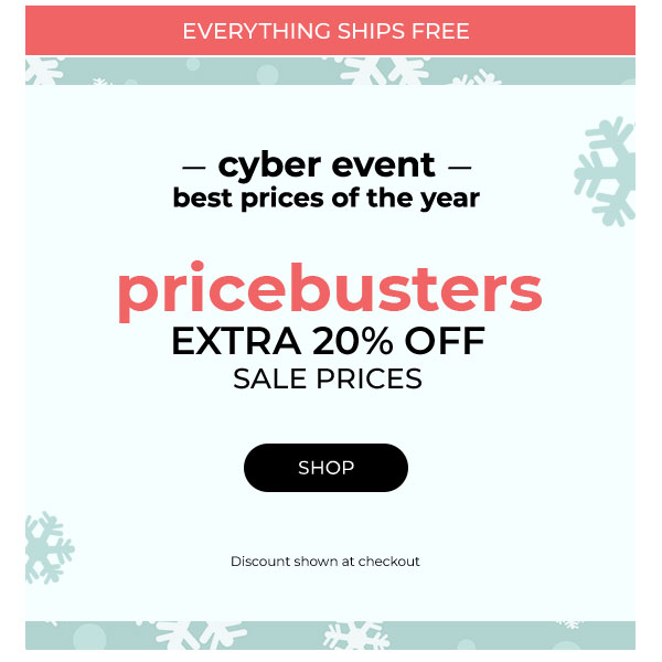 Shop Extra 20% Off Pricebusters + Free Ship